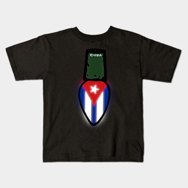 Cuba Flag Christmas Light Kids T-Shirt by SoLunAgua